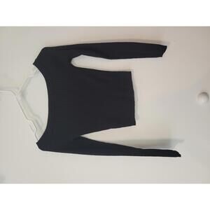 Forever 21 Black Ribbed Long Sleeve Crop Top Size L